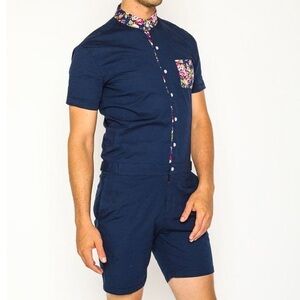 Men’s Romperjack Navy Rose Romper